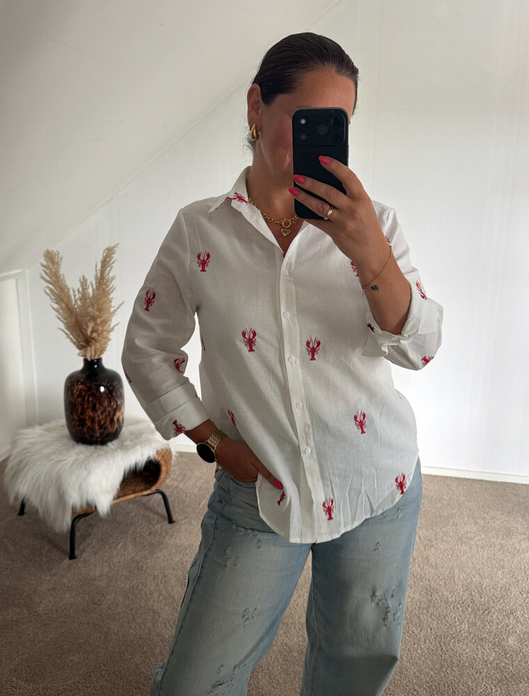 DANA FLOREA Blouse Lobster Wit