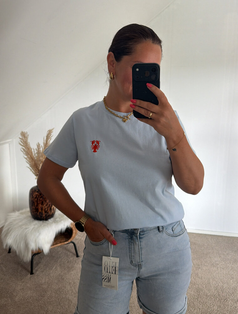 DANA FLOREA T-shirt Lobster Lichtblauw