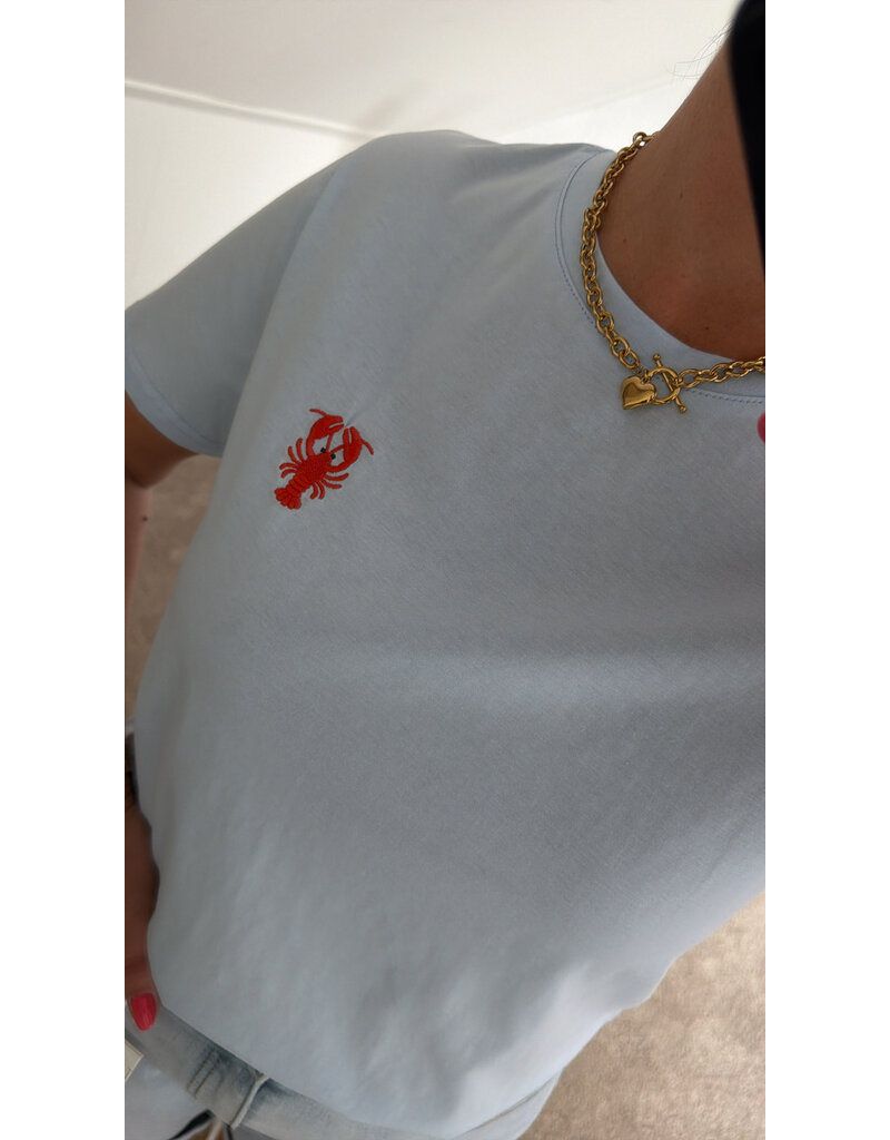 DANA FLOREA T-shirt Lobster Lichtblauw