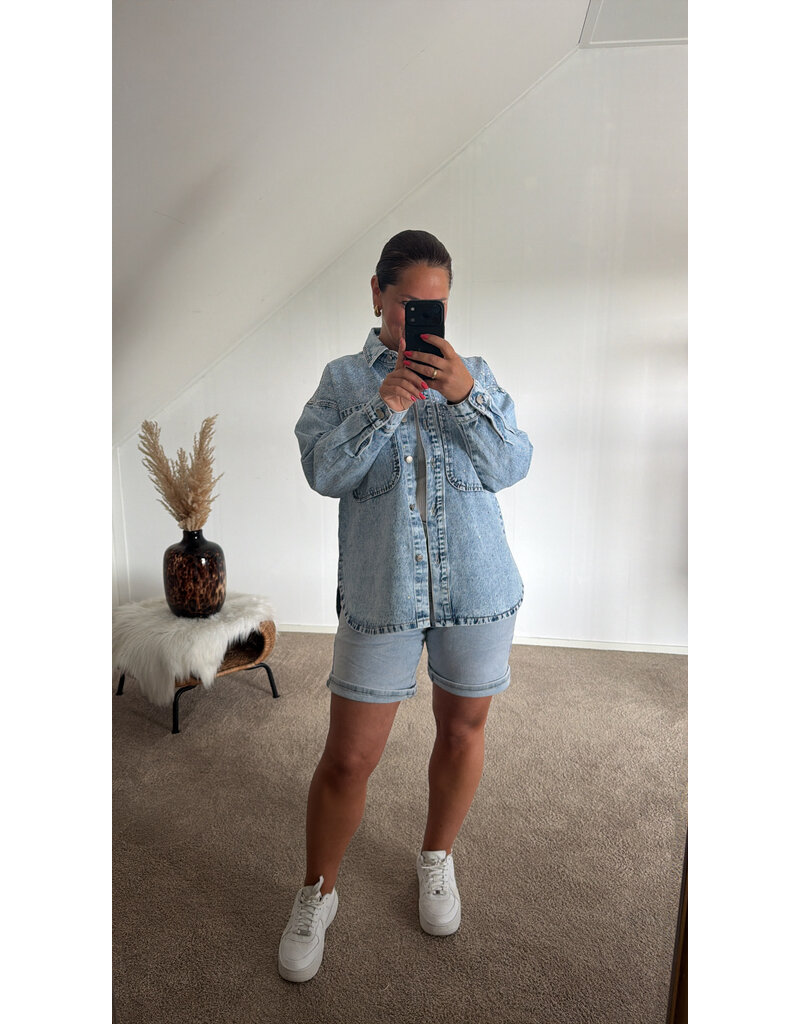 DANA FLOREA Denim Blouse met glitter studs