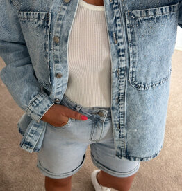 DANA FLOREA Denim Blouse met glitter studs