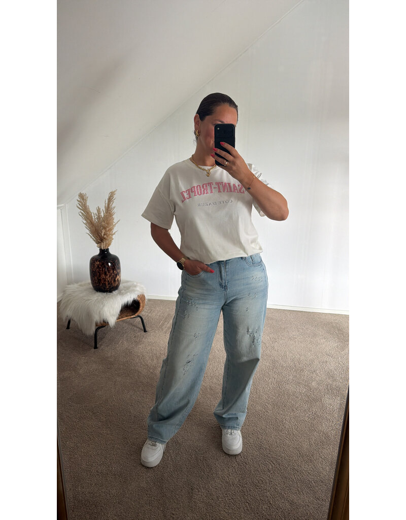 DANA FLOREA T-shirt Saint-Tropez Beige/Roze