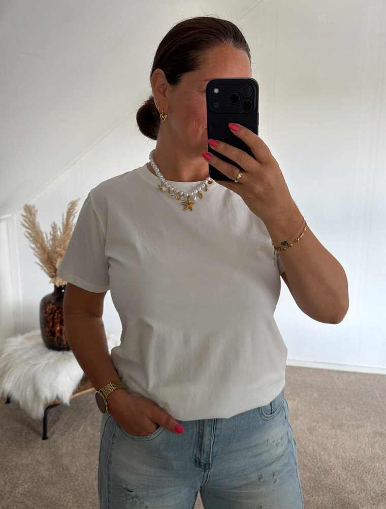 DANA FLOREA Basic T-shirt Wit