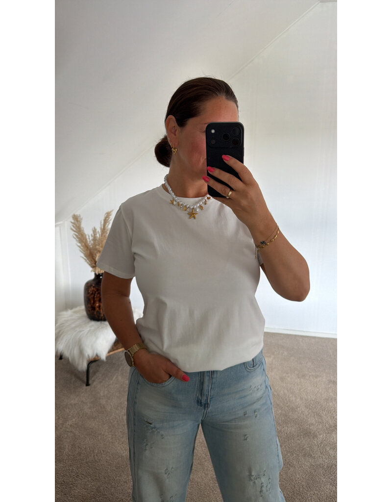 DANA FLOREA Basic T-shirt Wit