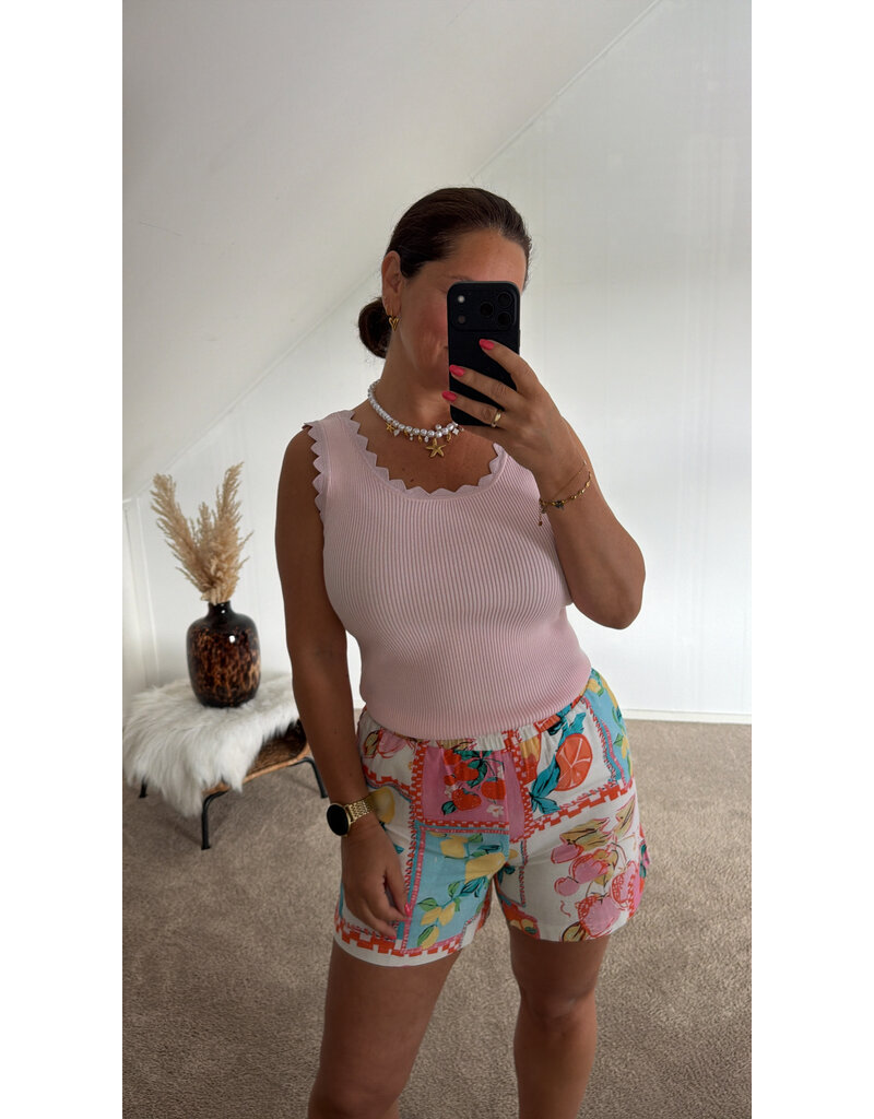 DANA FLOREA Top Met Schulprand Lichtroze