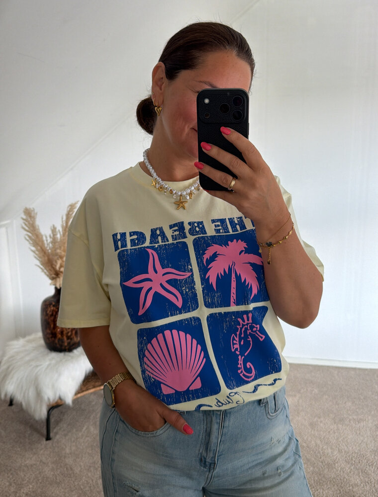 DANA FLOREA T-shirt The Beach Geel