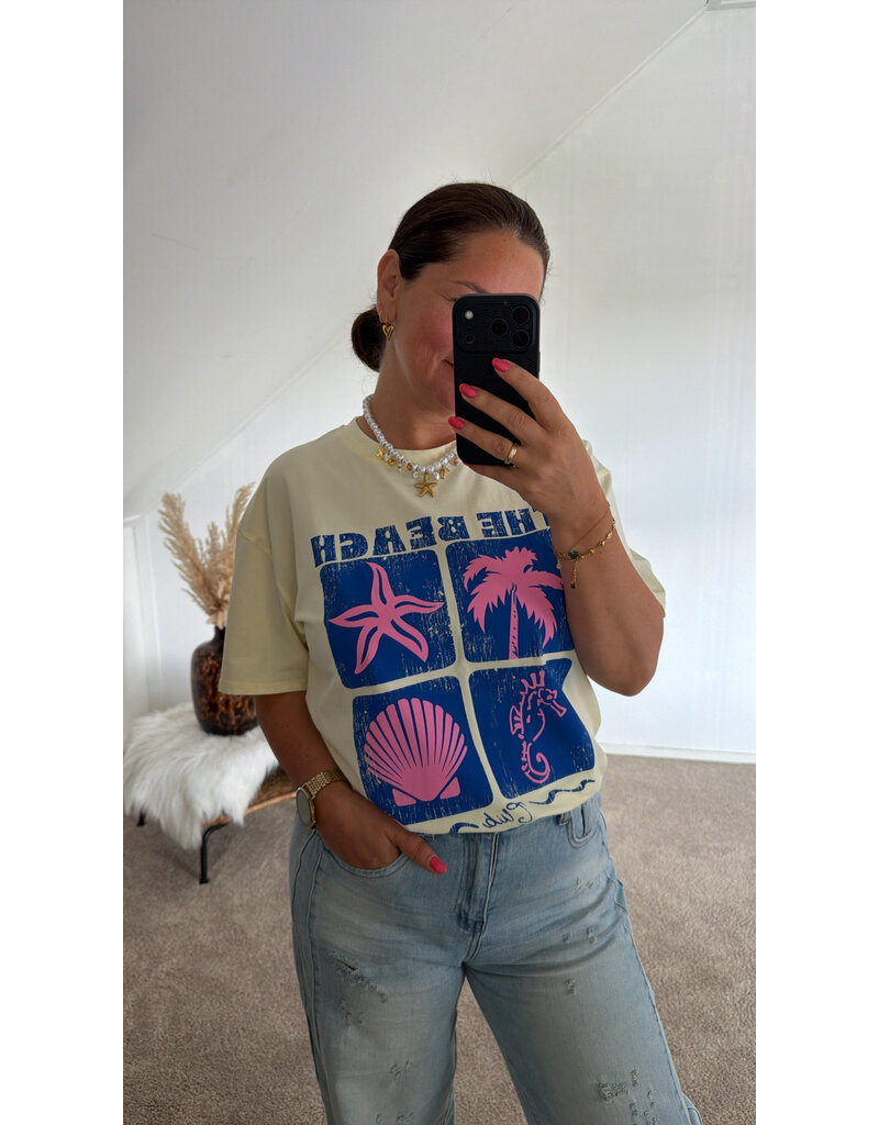 DANA FLOREA T-shirt The Beach Geel