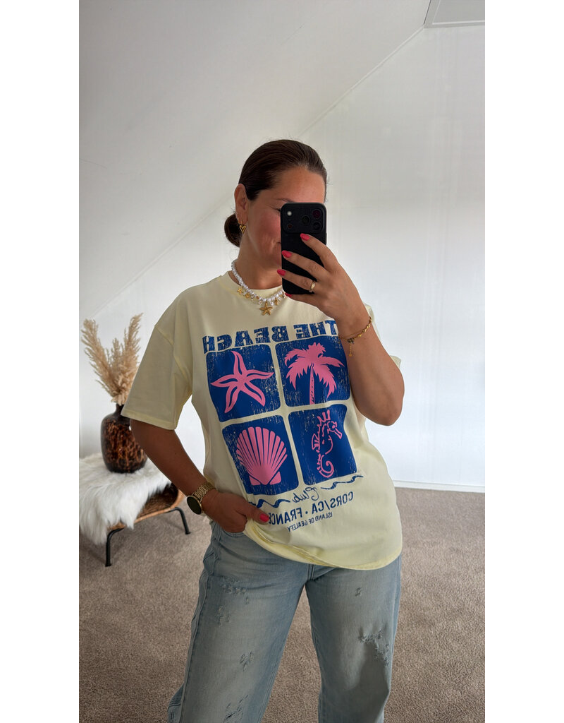 DANA FLOREA T-shirt The Beach Geel