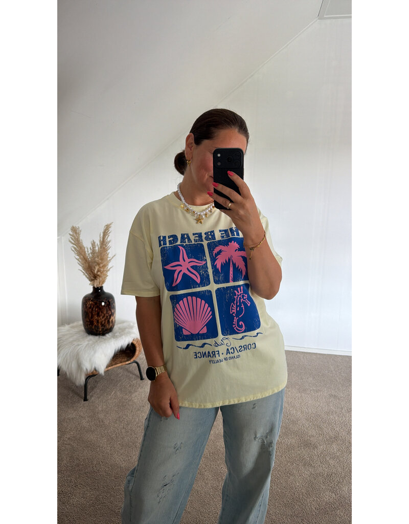 DANA FLOREA T-shirt The Beach Geel