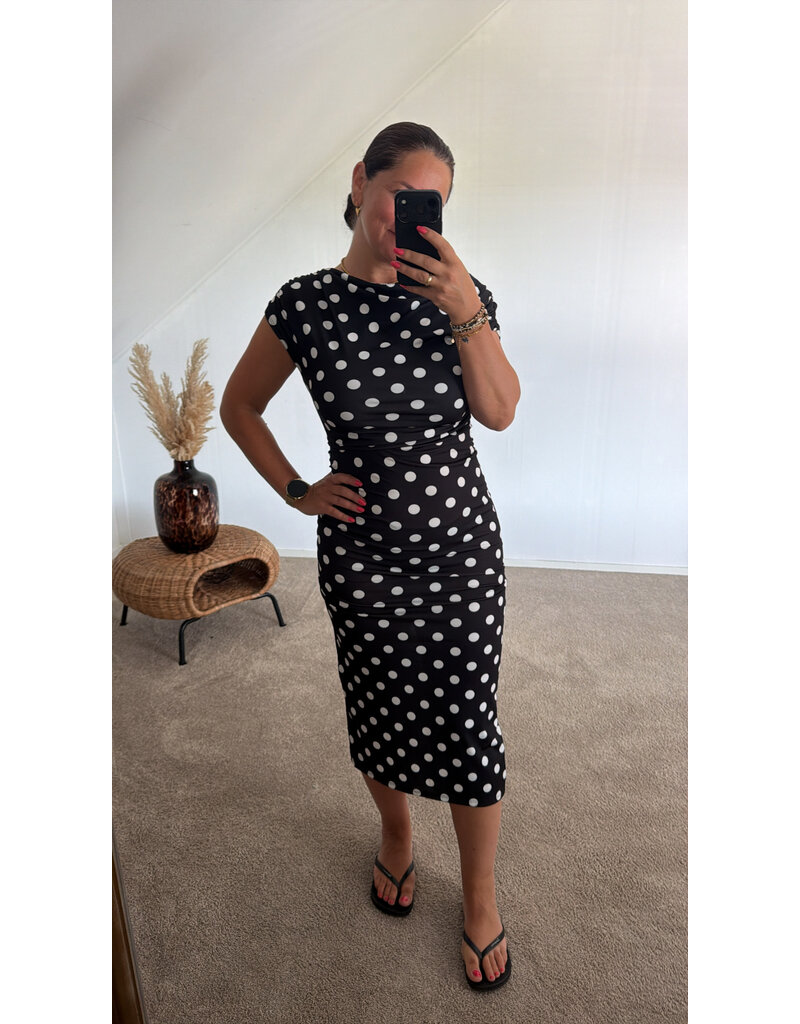 DANA FLOREA Jurk Kylie Dots Zwart/Wit