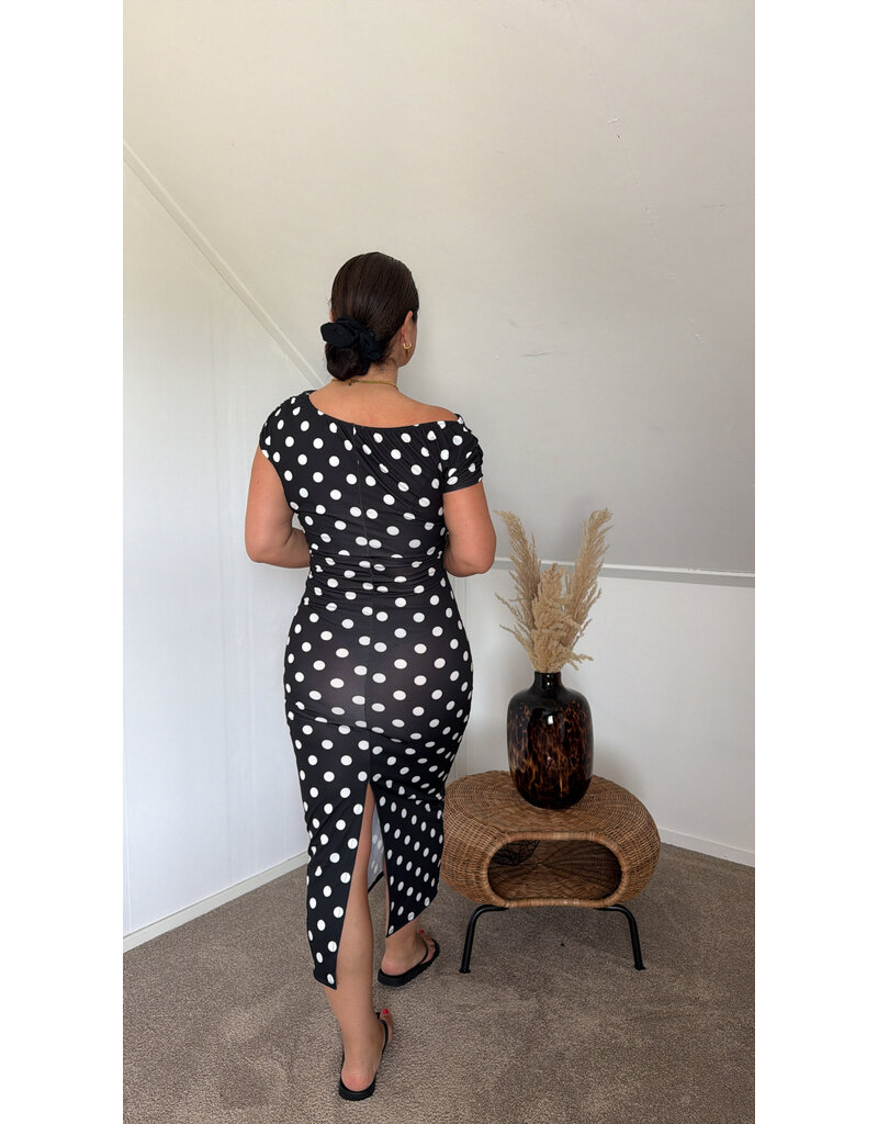DANA FLOREA Jurk Kylie Dots Zwart/Wit