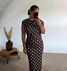 DANA FLOREA Jurk Kylie Dots Bruin/Wit
