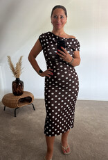 DANA FLOREA Jurk Kylie Dots Bruin/Wit