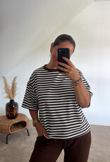 DANA FLOREA T-shirt Stripes Chelsea Bruin/Wit