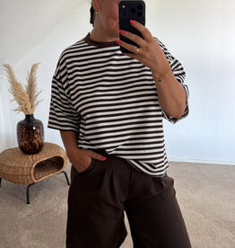 DANA FLOREA T-shirt Stripes Chelsea Bruin/Wit
