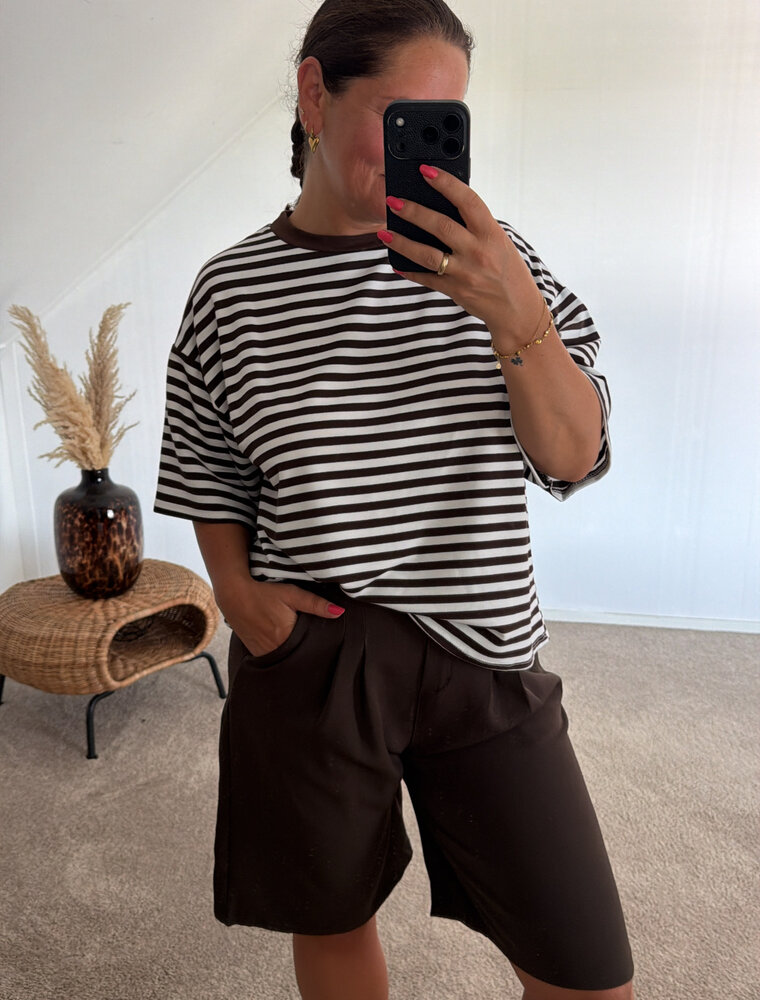 DANA FLOREA T-shirt Stripes Chelsea Bruin/Wit