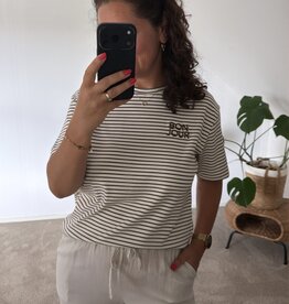 DANA FLOREA T-shirt Bon Jour Crème/Bruin