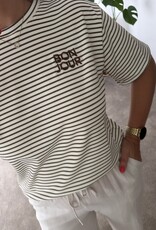 DANA FLOREA T-shirt Bon Jour Crème/Bruin
