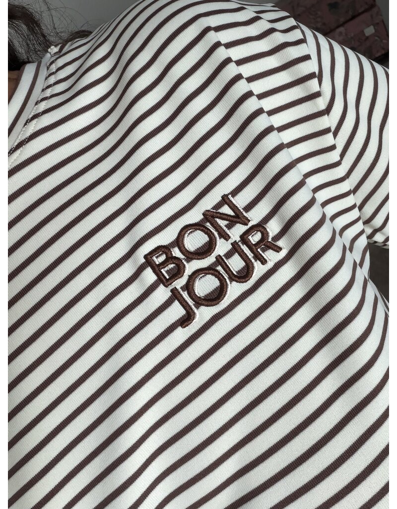 DANA FLOREA T-shirt Bon Jour Crème/Bruin