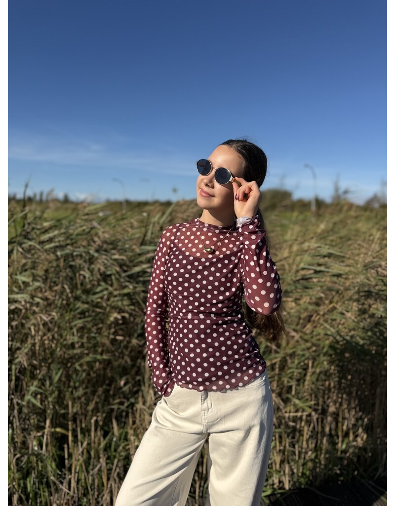 DANA FLOREA Mesh Top Bordeaux