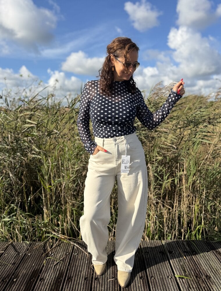 DANA FLOREA Mesh Top Dots Blauw