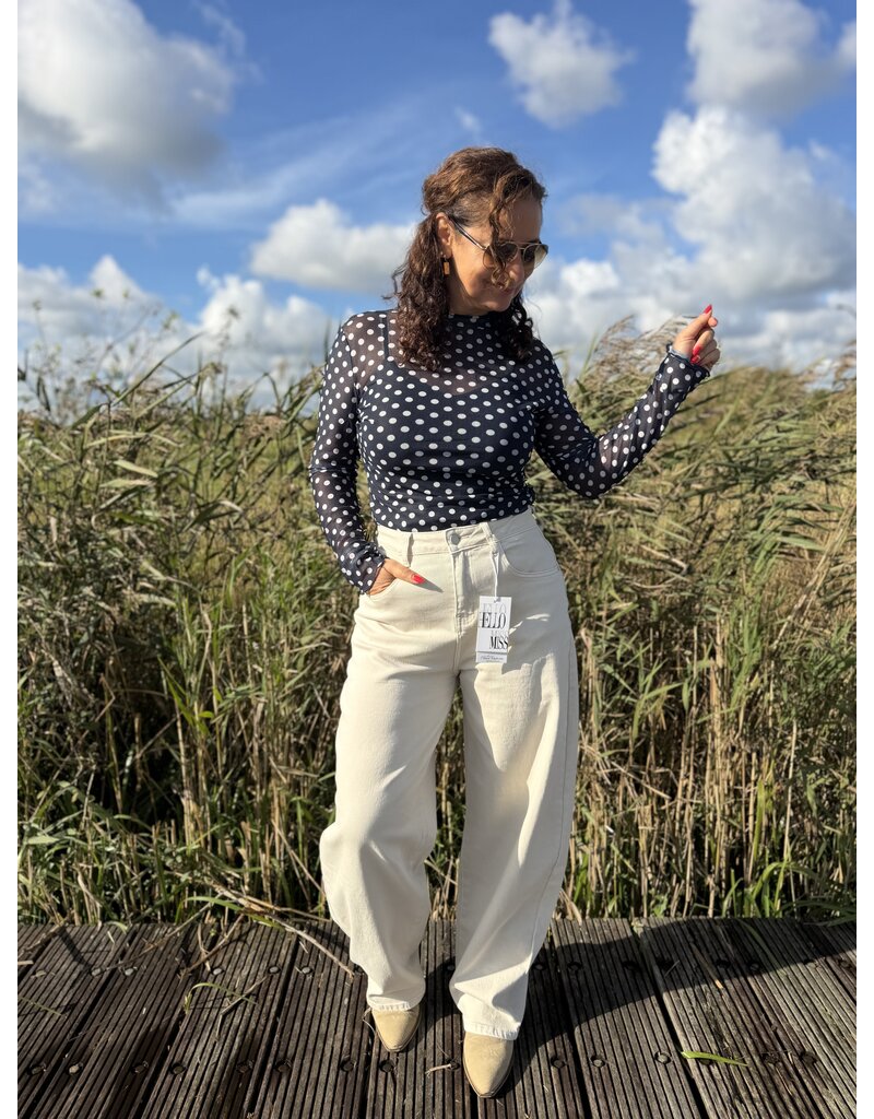 DANA FLOREA Mesh Top Dots Blauw