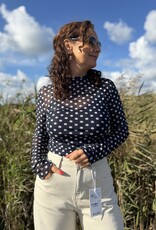DANA FLOREA Mesh Top Dots Blauw