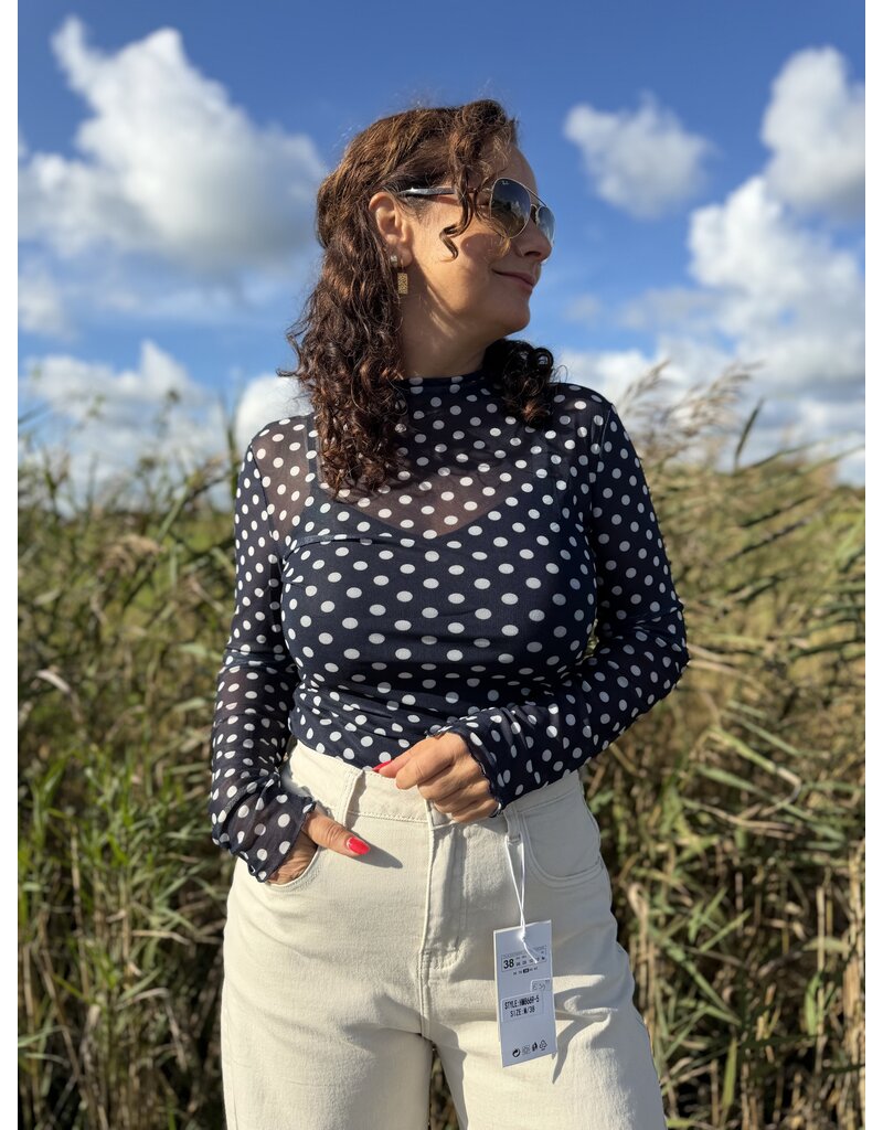 DANA FLOREA Mesh Top Dots Blauw