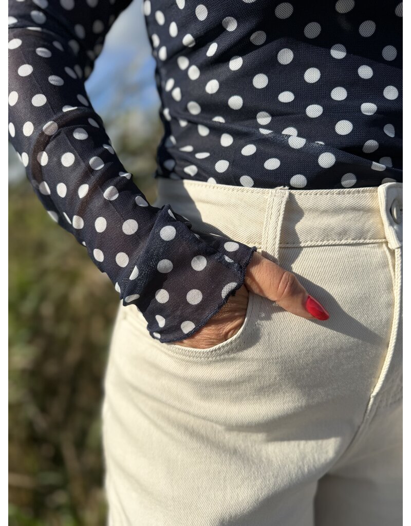 DANA FLOREA Mesh Top Dots Blauw