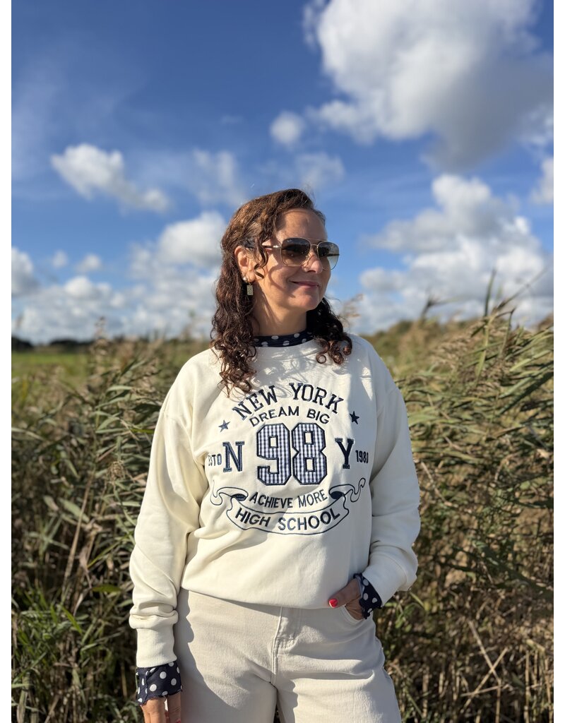DANA FLOREA Sweater New York Beige/Blauw