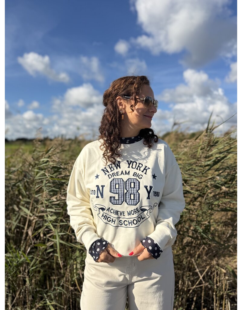 DANA FLOREA Sweater New York Beige/Blauw