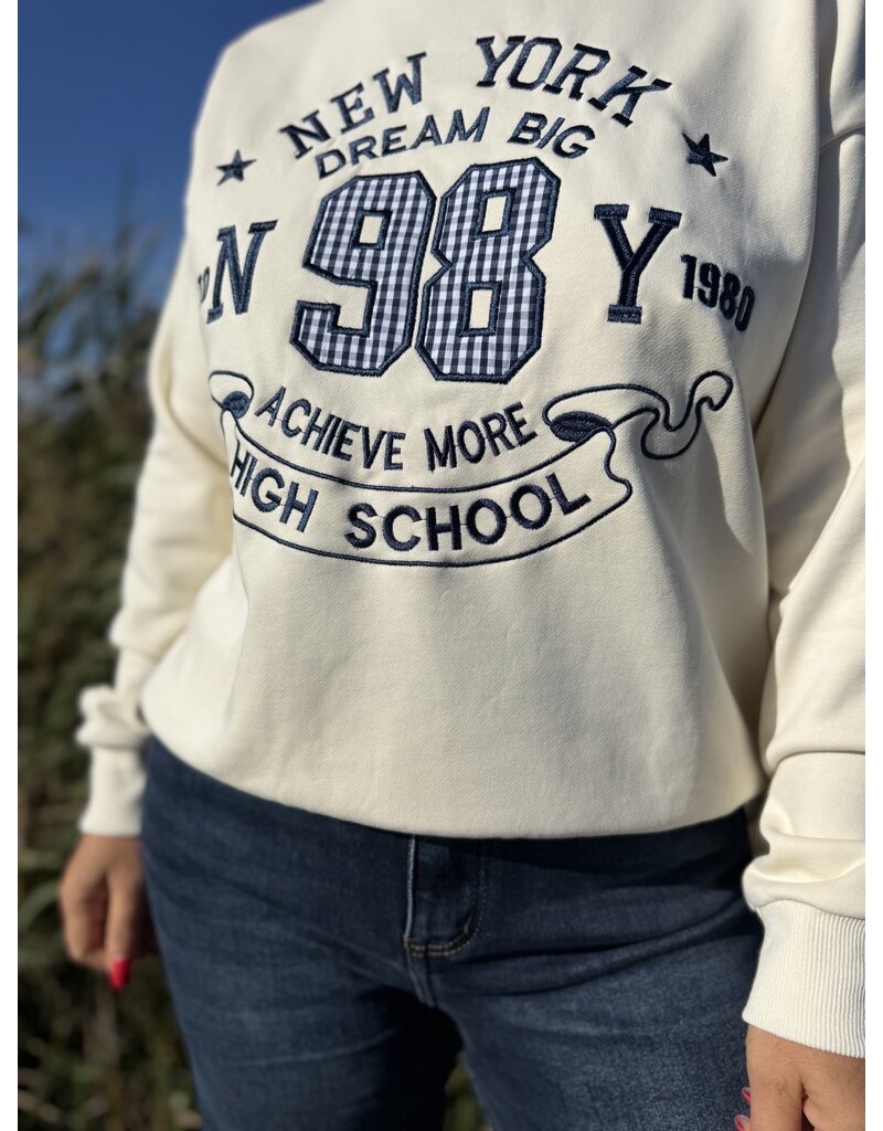DANA FLOREA Sweater New York Beige/Blauw