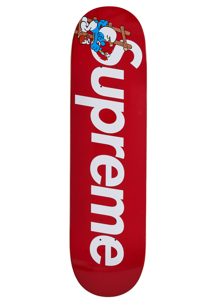 Red Supreme smurfs skateboard deck スマーフメンズ