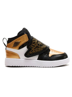 Jordan Sky Jordan 1 Mid Black Metallic Gold White (PS)