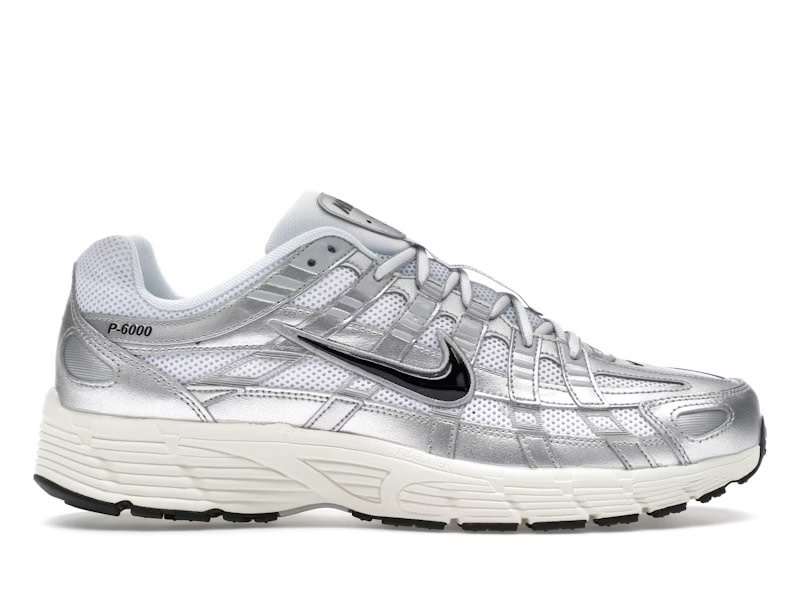 Nike P-6000 White Metallic Silver Flat Silver Black