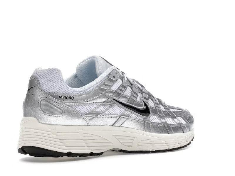 Nike P-6000 White Metallic Silver Flat Silver Black