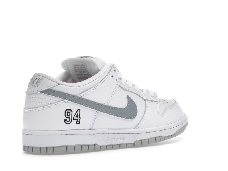 Nike SB Dunk Low Supreme 94 White Metallic Silver
