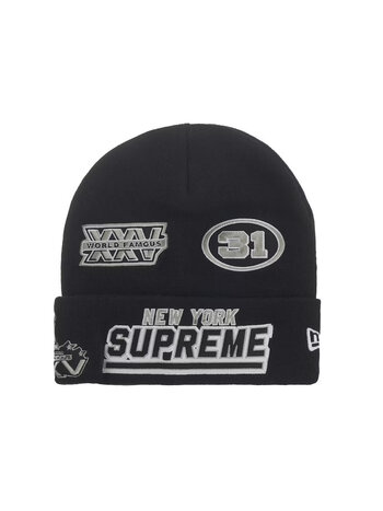 Supreme X New Era Football Beanie Black