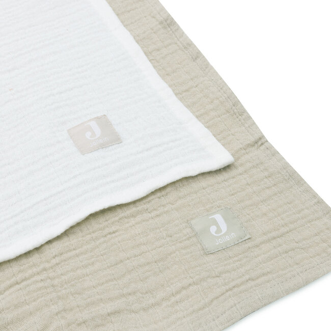 Hydrofiele Doek Large 115x115cm Olive Green/Ivory (2pack)