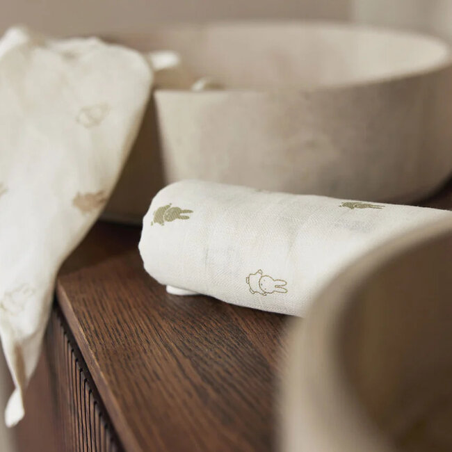 Hydrofiele Doek Small 70x70cm Happy Nijntje Olive Green (3 pack)