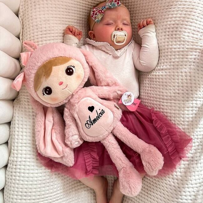 Doll Fluffy Bunny Met Strik Powder Pink