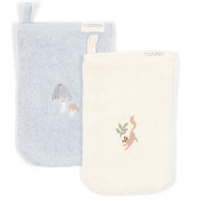 Washandjes set geborduurd Forest Friends