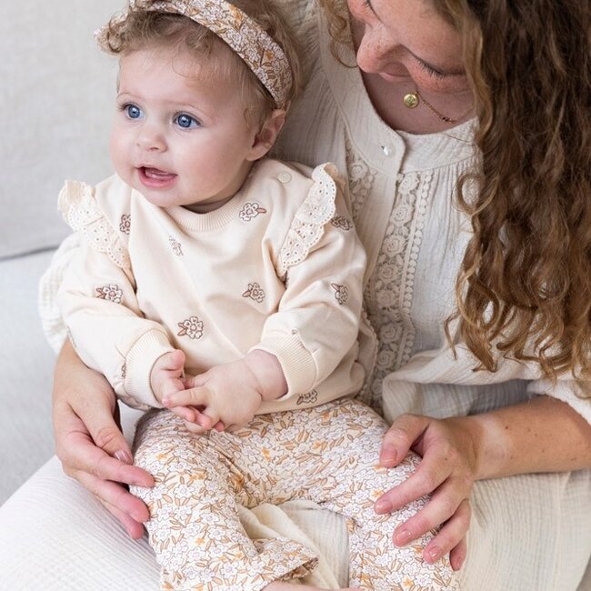 Flare Broek Aop Flower Field Creme