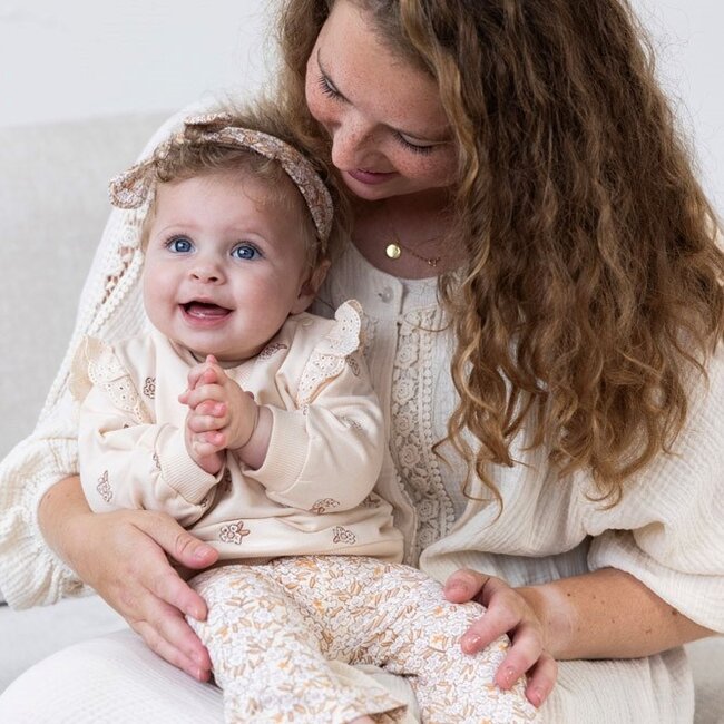 Flare Broek Aop Flower Field Creme