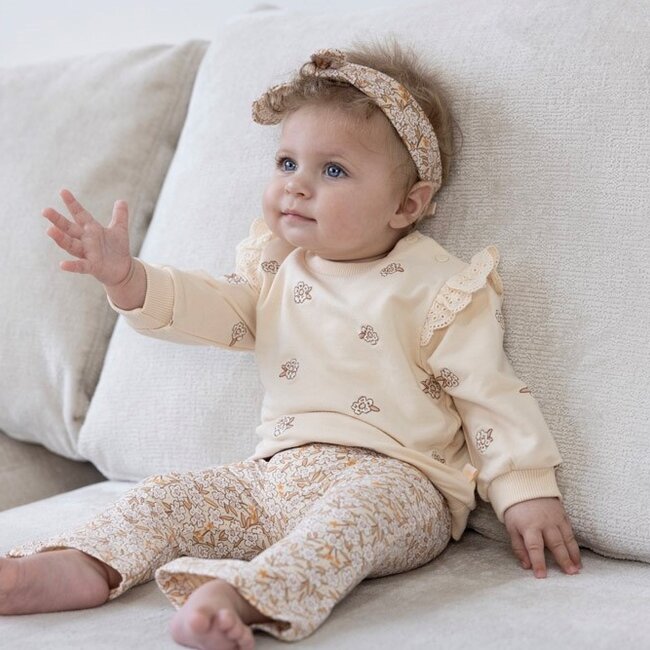 Flare Broek Aop Flower Field Creme