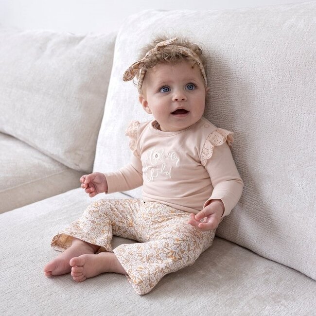 Flare Broek Aop Flower Field Creme