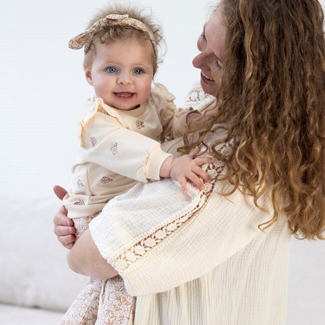 Flare Broek Aop Flower Field Creme