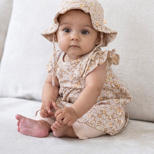 Jurk Ruches Aop Flower Field Creme