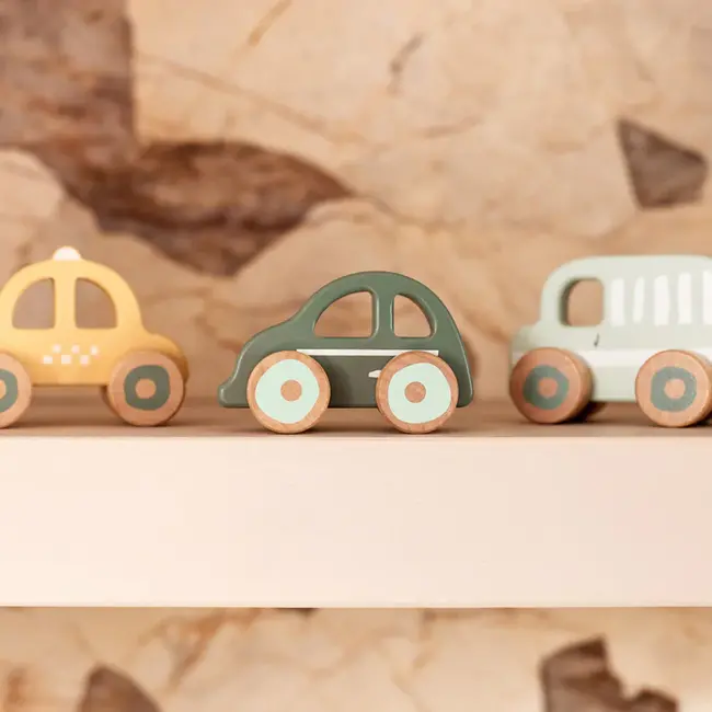 Houten Auto Op Wielen (3pack)