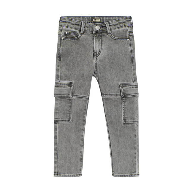 Jeans Straight Cargo Fit Used-Grey Denim